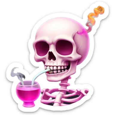 Cute skeleton smoking pink colored hookah  sticker