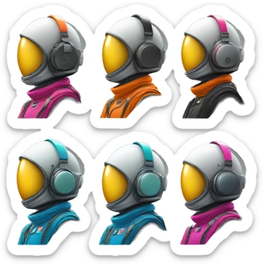 an astronaut in headphones in bright coloured helmet, no face sticker