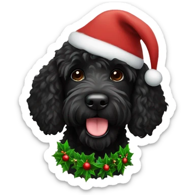 black labradoodle with christmas sticker