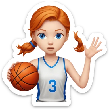 Ginger girl with blue eyes playing basketball sticker