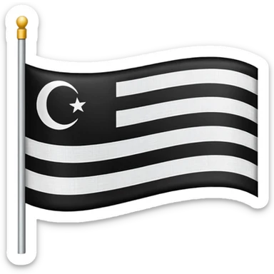 A simple flag with three black horizontal lines and three white horizontal lines, no stars sticker