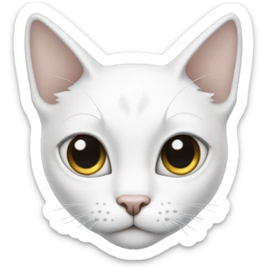 White cat with a black forehead and ears sticker