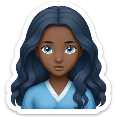 katara avatar with blue eyes, dark skin, and long wavy black hair sticker