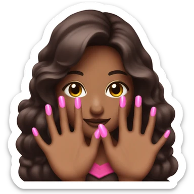 dark brown hand with pink nails sticker
