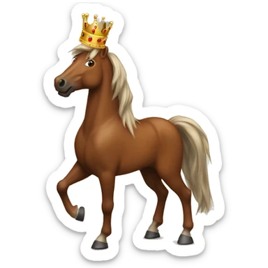 Make me a huge brown horse with a crown sticker