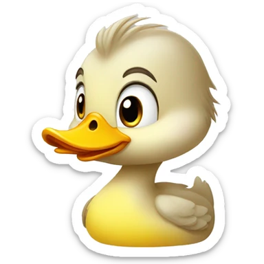 face of a yellow duckling in cartoon style sticker