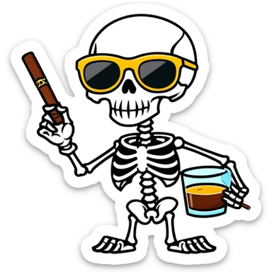 Skeleton with a cigar and sunglasses  sticker