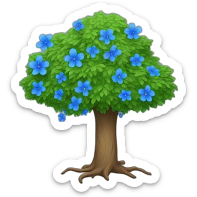 Tree with blue flowers sticker