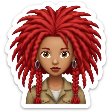 Afrolatina with long red dreadlocks with curls at the ends dropping bombs sticker