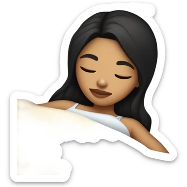Lightskin girl with straight black hair sleeping in bed sticker