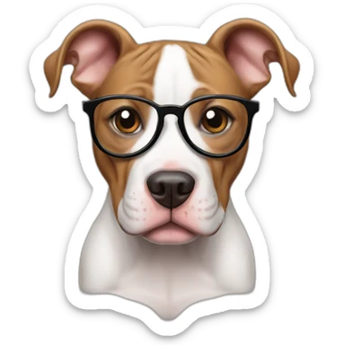 a pitbull baby dog with glasses sticker