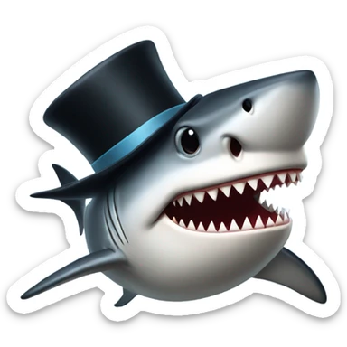 Shark with a top hat sticker