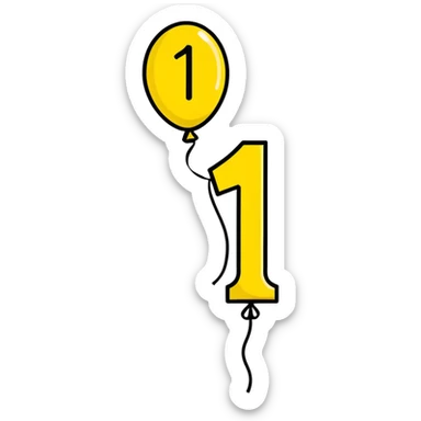 Foil balloon gold number 1 closed sticker