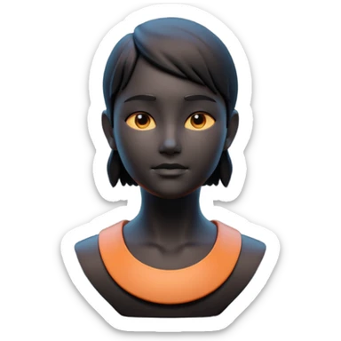 Minimalist 3D avatar, stylized human bust, smooth matte plastic texture, soft cinematic lighting, subtle rim light, clay render style, modern digital illustration, octane render. Black, completely monochrome, matte. As minimal as possible.  sticker