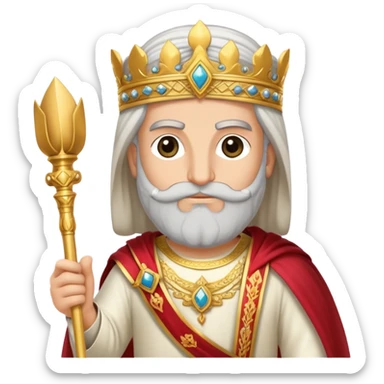 Cyrus the Great, holding a scepter, royal robes, ancient Persian sticker