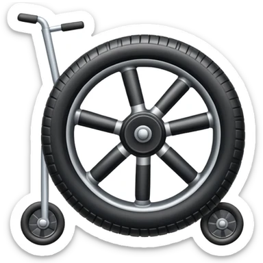he aircraft's landing gear is one inflated, plump wheel with a strut, black in color, cartoon-style sticker