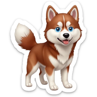 cinematic red siberian husky with blue eyes, realistic, playing, full body sticker