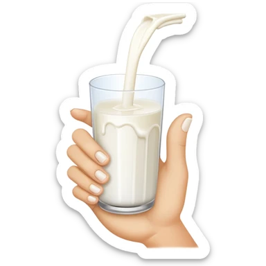 milk dripping directly off hand, 4 finger and 1 thumb sticker