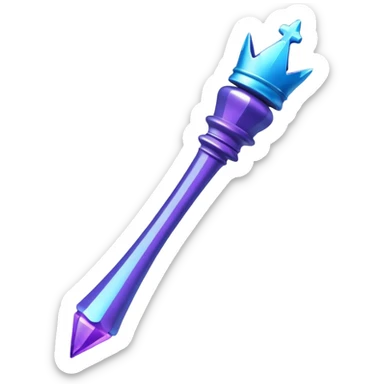 Create a small, visually appealing icon of a magic wand (chess wand style) to represent creativity and artistic design. Use a clean, modern look with glowing accents in purple and blue shades.
 sticker