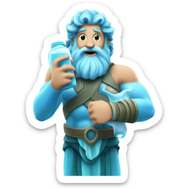 Poseidon holding a water bottle  sticker