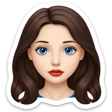 Woman with fair skin long brunette hair dark blue eyes and full lips sticker