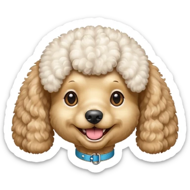 Make me a poodle dog with a smile with brackets  sticker