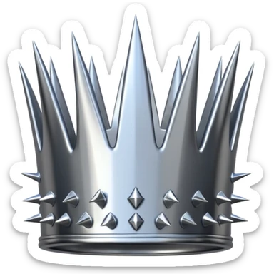A spiked crown emoji made of silver chrome, sharp yet rounded metallic spikes, glossy reflections, aggressive luxury swag aesthetic, iOS emoji style, centered, clean white background sticker