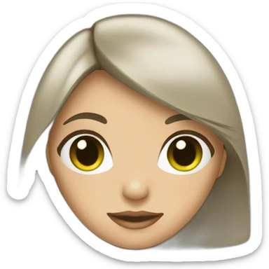 Girl wirh Green eyes and dark brown mid-length hair  sticker