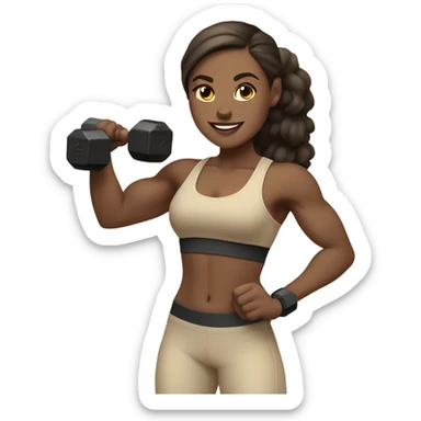 Personal trener at the gym girl beige color palette  sticker