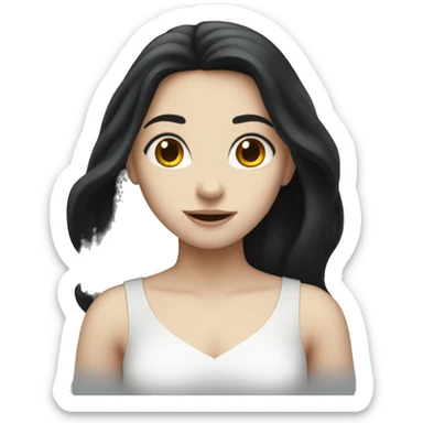 Pale girl with long black hair shaking  sticker