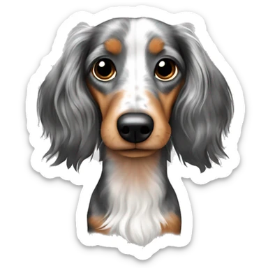 Tri Merle long haired Dachshund sticker