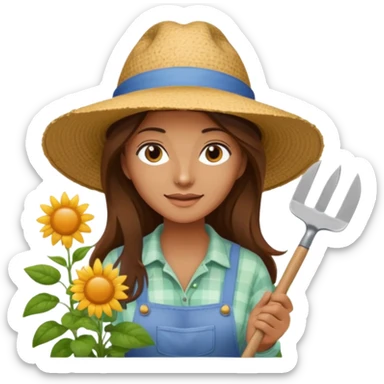 long brown hair woman Gardening sticker