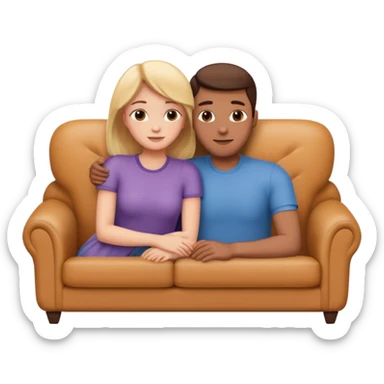 Couple cuddling on couch naked sticker