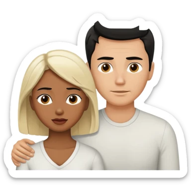 White blond man massages black haired brown woman from front view sticker