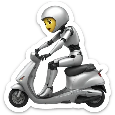 Female robot falling off scooter sticker