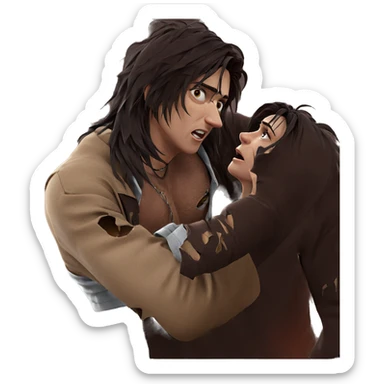 intense gaze in torn clothes sticker