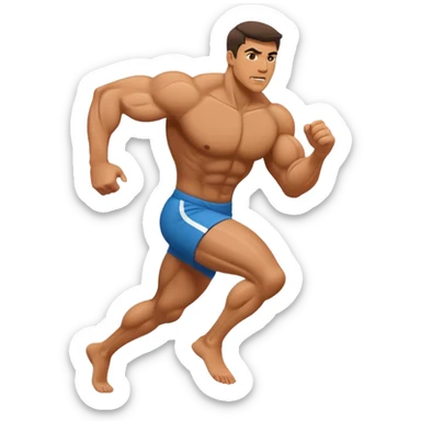a muscular man running from his wife sticker