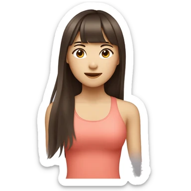 asian girl with long brown hair and bangs doing pilates  sticker