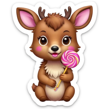 Sweet Baby deer with a lollipop sticker