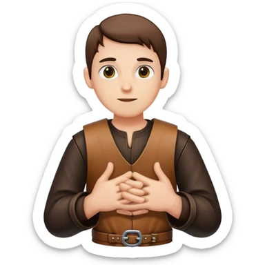 Outfit worn by a DnD themed character. basic low level clothes. clothes only above the waist. The clothes are only above the waist. The character's hands are not visible and the character is in idle position. sticker