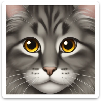 Norwegian Forest cat with brown eyes and dark grey fur sticker