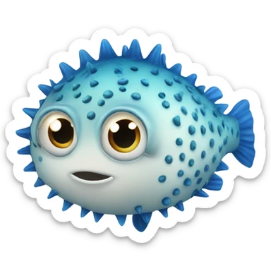 blue puffer fish toy sticker