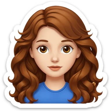 A while girl with long wavy brown hair  sticker