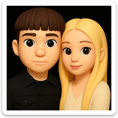 Combine both characters from the provided images into one single 3D emoji-style image, placing them together harmoniously in a unified composition. Maintain the 3D emoji style look. sticker