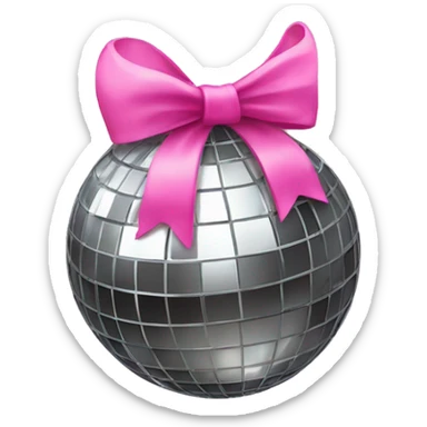 Disco ball with pink bow sticker
