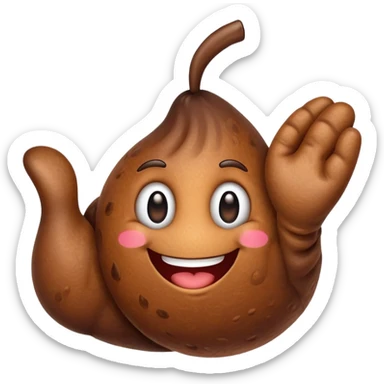 hand presenting a smiling poo emoji sticker