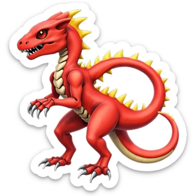 Oily smooth glossy evil sharp edgy badass skeletal Charmeleon-Zeraora-Salandit-fusion sticker