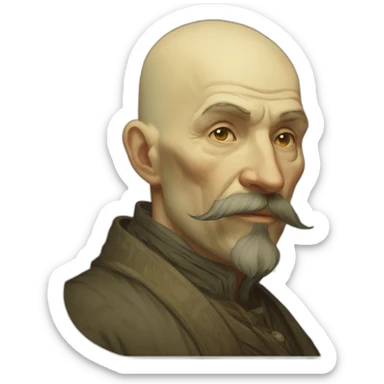 Bald nan with beard alphonse mucha sticker