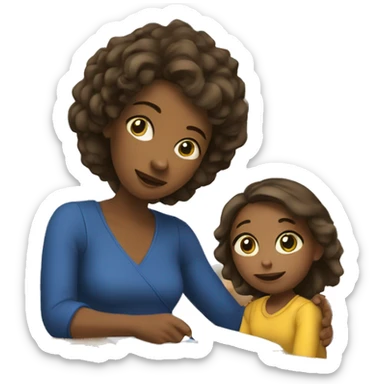 Student mom with 5 years old daughter  sticker