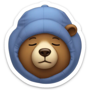 Sleepy Bear with sleeping cap on sticker